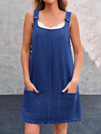 Lisa | Casual Denim Overall Dress - Navy Blue