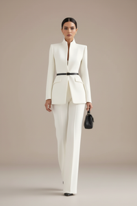 Georgina | Blazer and Palazzo Pants Set - White