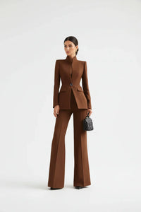 Georgina | Blazer and Palazzo Pants Set - Brown
