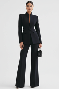 Georgina | Blazer and Palazzo Pants Set - Black