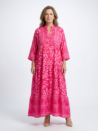 Marielle | Button Front Midi Dress - Pink