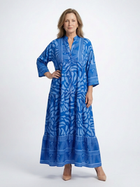 Marielle | Button Front Midi Dress - Blue