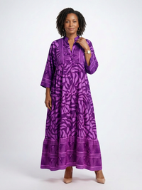 Marielle | Button Front Midi Dress - Purple