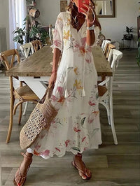 Cassia™ | Women Boho Tummy Coverage Maxi Dress - White 1