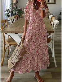 Cassia™ | Women Boho Tummy Coverage Maxi Dress - Red
