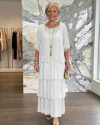 Lara | Elegant Flowing Maxi Dress - White