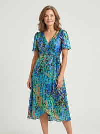 Zafrina | Abstract Pattern Midi Dress - Floral
