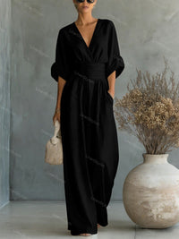 Elira Essential V-Neck Jumpsuit - Black