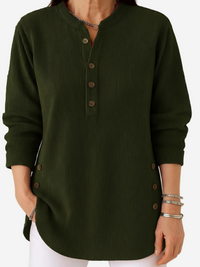 Harperly – Long Sleeve Solid Knit Sweater - Dark Green